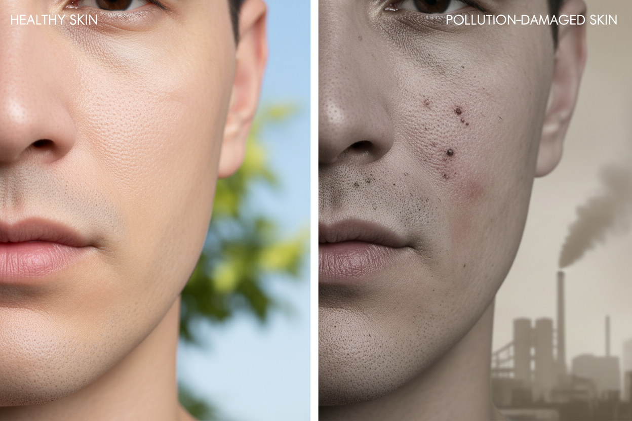 How Pollution Damages Men's Skin